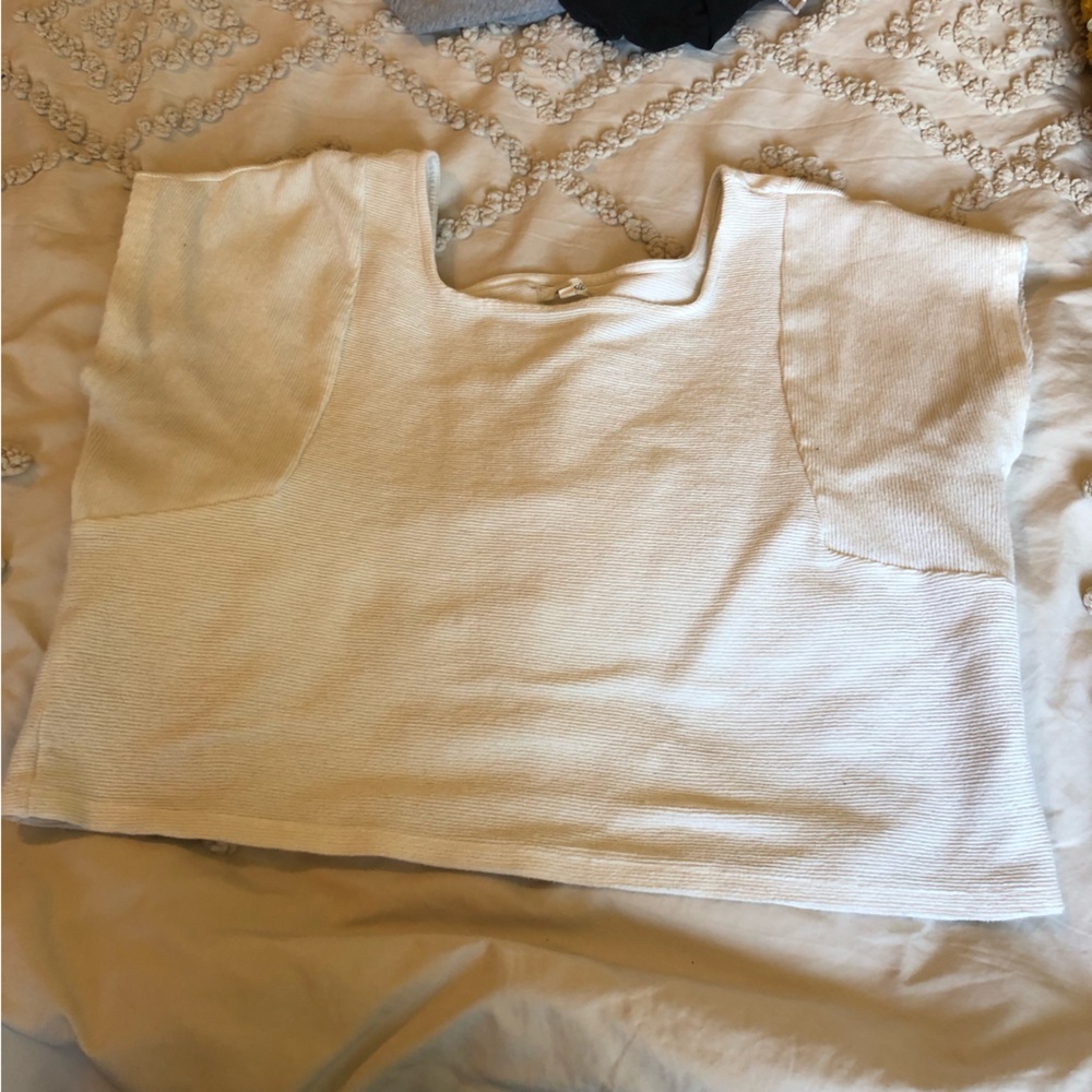 White Cropped and Ribbed Madewell Shirt
